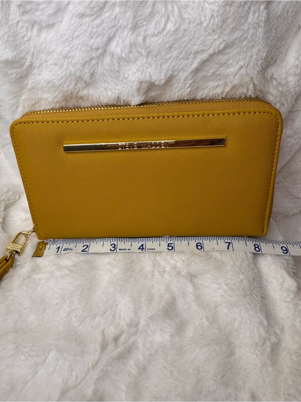 Steve Madden Mustard Yellow Wristlet Clutch with Gold Accent - Picture 5 of 5